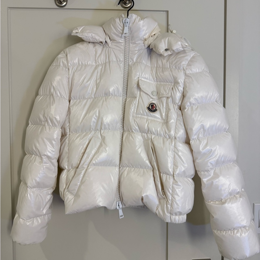 Moncler Shiny Cream Puffer Jacket